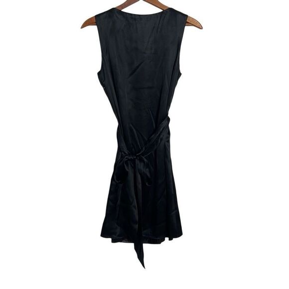 BCBGMAXAZRIA Silk Embellished Back Tie Sleeveless Mini Dress Black Size 0 - Picture 10 of 10